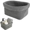 ZRUEWOT Cestini Portaoggetti Ceste Portaoggetti Cesto Bagno Porta Oggetti Intrecciati a Mano per Camera da Letto Bagno Cucina Studio Ufficio 21×13×15,5cm(Grigio)