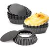 PIQIUQIU Set da 6 Teglia per crostate,Padella,Stampi Crostatine con Fondo Removibile,eglie per Quiche, pasticci e crostate,Rivestimento Antiaderente,10cm