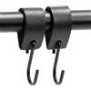 Brute Strength - Ganci a S multifunzionali in pelle - Nero - 2 pezzi - Gancio per cappotto - per cucina, bagno, camera da letto e ufficio