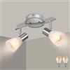 Unikcst Plafoniera LED 2 Faretti Led Orientabili, Luminario Plafoniera con Vetro Girevole, Faretti da Soffitto Moderni per Cucina Camera, 2 Lampadine E14 Incluse (4W, 400LM, 2700K Bianco Caldo)
