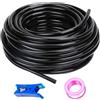 HUAZIZ Tubo pneumatico in PU nero HUAZIZ 50 M, poliuretano pneumatico, tubo flessibile per aria compressa, esterno 4 mm x interno 2,5 mm + 1 pezzo di tagliatubi blu + 1 pezzo di nastro in teflon rosa