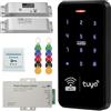RUIBO Kit di controllo accessi impermeabile: sblocco tramite app Tuya, alimentatore 12 V CC, pulsante di apertura porta, tessere RFID/portachiavi Serratura per presa elettrica