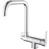 Zeffrary Rubinetto da cucina a 3 vie, pieghevole con avvio a freddo, miscelatore 3 in 1 per filtro dell'acqua, girevole a 360°, rubinetto da cucina con 2 leve (cromato)