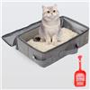 Zaxiva Lettiera Portatile Toilette per Gatti con Coperchio, Lettiera Gatto Aperta con Cerniera e Manico a Paletta, Litter Box per il Viaggio, Leggera, Facile da Pulire, Pieghevole, a Prova di Perdite