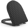 YEAUPE PRO Tavoletta WC D Forma, Copriwater con Maniglia, Sedile WC Chiusura Ammortizzata con Sgancio Rapido a un Pulsante, Con Maniglia, Modello di installazione allegato,Nero, 43,5 * 36,2 * 5,1 CM