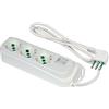 FANTON 474604ECO Multipresa OMEGA ECO RELIFE 3 prese bipasso/schuko 2P+T 16A cavo 1,5 m. spina piccola 2P+T 10A + interruttore automatico luminoso di sovraccarico, Bianco