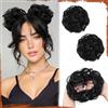 Sofeiyan 2PCS chignon finto per capelli,Ondulato Chignon Finto per Capelli con Elastico,Sintetica Coda di Posticci per Capelli per Donne,Nero