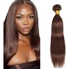 Tuheerst Straight Human Hair Bundles #4 Chocolate Brown Menschliches Haar Extension Capelli Human Hair Extensions Minimal Shedding Double Weft Remy Hair 1 Bundle Total 100g 12 Inch