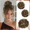 Sofeiyan 2PCS chignon finto per capelli,Ondulato Chignon Finto per Capelli con Elastico,Sintetica Coda di Posticci per Capelli per Donne,Biondo E Castano Medio