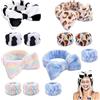 YinnFeen Fascia Capelli Skincare, 12 Pezzi Spa Fascia per Capelli e Polsini per il Lavaggio, Fiocco Fascia Elastica Morbida Lavaggio Viso Trucco Headband per Donna Cura Pelle Doccia Yoga Sport