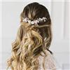Edary - Cerchietto per capelli da sposa con fiore in argento, con perline, accessorio per capelli da sposa per donne e ragazze