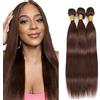 Tuheerst Human Hair Bundles Double Drown Extensions Echthaar #4 Chocolate Brown Straight Hair Extensions Unprocessed Brazilian Virgin Remy Extension 50g/Bundle Total 150g 14 16 18 Inch