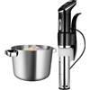 Unold 58915 Sous Vide Stick Time, 1.300 Watt, nero, in acciaio inox per tutte le pentole a partire da 18 cm di altezza, precisione della temperatura 0,2 °C, regolabile da 0 a 95 °C, fino a 20 l di