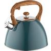 FLORINA Bollitore Acqua (2,5 l) I Bollitore da Fornello FRANK I Manico in Legno I Fischio Automatico I Per Fornelli a Induzione, Gas, Elettrici I Colore: Verde scuro opaco
