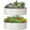 Garvee Orto Rialzato Da Esterno in Acciaio Zincato, Letto Da Giardino Rialzato Ovale 244 x 61 x 46 cm, Fioriera Da Esterno Con Fondo Aperto e Bordo Di Sicurezza in Gomma Per Verdure e Fiori, Verde Oli