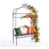 Relaxdays Arco per Rose con Panca, Metallo, HxLxP: 220 x 122 x 43 cm, Arco Stabile per Piante rampicanti, Nero