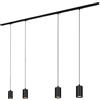 BRILONER - Set completo di binari, 4x GU10 a sospensione, alimentazione, sistema di binari a soffitto, binario per faretti, lampada a soffitto, plafoniera, lampada a sospensione, 1,5 m, nero
