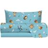 hermet Jolly, Set Lenzuola Letto Singolo Tennis, 100% Cotone, Lenzuolo Sopra + Lenzuolo con Angoli + Federa, Completo Letto Fantasia Cameretta