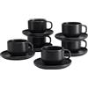 Creatable, 25257 Serie Uno Black, set di stoviglie per 6 persone, set di tazze in gres porcellanato, lavabile in lavastoviglie e microonde, made in Portogallo