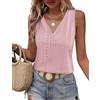 HEEKPEK Canotte Donna Estive Scollo a V Top Elegante Senza Maniche Cami Tank Tops Ricamo Traforato Canotta Casual con Camicette Canotta lietta Tops (Rosa Scuro, XXL)