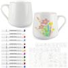 guobinZH Tazze Pittura Set per Adult DIY Paintable Mug Kit 2 Bianco Tazze in Ceramica da Dipingere con 12 Pennarelli Colorati Lavabili in Lavastoviglie Regalo per Compleanno Natale San Valentino-450ML
