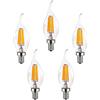 Ruihua 5 Pezzi E14 6W Lampadine a Filamento LED Dimmerabili(Equivalente a una Lampadina Alogena da 60W) 600LM Lampadina a Candela Retro 2700K Bianco Caldo C35 Lampada a Risparmio Energetico