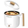 Audecook Hot Pot elettrico, 1,8 L, mini multicooker antiaderente portatile, fornello ramen rapido, padella elettrica da viaggio con doppio controllo di potenza per bistecca/pasta/zuppa/uovo/avena
