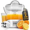 LEBENLANG Spremiagrumi elettrico - 2 Coni e senza BPA I Alta resa di succo I 700ml Spremi agrumi elettronico I Spremuta arancia Sprema arancie piccolo silenzioso nero I Spremitore arance automatico