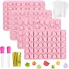 GOTRUST 4pcs Stampi Silicone Caramelle Gommose, Antiaderenti Stampo per Gommosi, Mini Stampi Cioccolatini con 2 Pipette e 50pcs Sacchetti Caramelle per Gelatina Biscotti Budino Ghiaccio