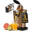 LEBENLANG Spremiagrumi elettrico 600W - Cono in acciaio inox & senza BPA I Spremi agrumi elettronico professionale I Spremi arance automatico melograno piccolo I Spremuta arancia citrus Juicer machine