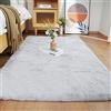 Ghouse Faux Tappetto di Pelle di Pecora Tappeto a Pelo Corto Lavabile Fluffy Uni Effetto Pelliccia Antiscivolo Facile da Pulire, Dimensione:90 x 150 cm, Colore: Grigio