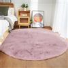Ghouse Faux Tappetto di Pelle di Pecora Tappeto a Pelo Corto Lavabile Fluffy Uni Effetto Pelliccia Antiscivolo Facile da Pulire, Dimensione: Tondo 150 cm, Colore: Rosa