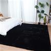 Ghouse Faux Tappetto di Pelle di Pecora Tappeto a Pelo Corto Lavabile Fluffy Uni Effetto Pelliccia Antiscivolo Facile da Pulire, Dimensione:240 x 300 cm, Colore: Nero