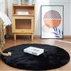 Ghouse Faux Tappetto di Pelle di Pecora Tappeto a Pelo Corto Lavabile Fluffy Uni Effetto Pelliccia Antiscivolo Facile da Pulire, Dimensione: Tondo 120 cm, Colore: Nero