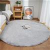 Ghouse Faux Tappetto di Pelle di Pecora Tappeto a Pelo Corto Lavabile Fluffy Uni Pelliccia Antiscivolo Facile da Pulire, Dimensione: Tondo 150 cm, Colore: Grigio