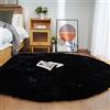 Ghouse Faux Tappetto di Pelle di Pecora Tappeto a Pelo Corto Lavabile Fluffy Uni Effetto Pelliccia Antiscivolo Facile da Pulire, Dimensione: Tondo 240 cm, Colore: Nero