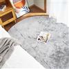 Ghouse Faux Tappetto di Pelle di Pecora Tappeto a Pelo Corto Lavabile Fluffy Uni Effetto Pelliccia Antiscivolo Facile da Pulire, Dimensione: Tondo 240 cm, Colore: Grigio