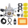 Hippotech Carburatore FS120 con filtro aria 4134 141 0300 per decespugliatore Stihl FS 120 FS200 FS250 FS300 FS350 FR350 Guarnizioni + Kit tubo carburante