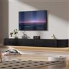 PURFINO Mobile TV Sospeso con Luce LED - Mobile TV a Parete da 140CM con Archiviazione Migliorata & Bordi Arrotondati, Consolle Multimediale TV Moderna per TV da 75-85 Pollici