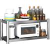 YCBTREE Mensola per forno a microonde, a 2 livelli, in acciaio inox, regolabile, multifunzione, con piedini antiscivolo, 60 x 33 x 40 cm, per cucina, piano di lavoro (2 livelli)