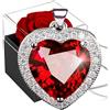 SWEETIME Rosa eterna con rubino Collana,Rosa conservata con gioielli in argento 925,Fiori conservati Cuore Cristallo,Scatola di rose per San Valentino, Natale, compleanno, rosa stabilizzata Birthstone ciondolo