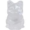 Lovionus89 Mini figure di pietra di cristallo di quarzo bianco gatto seduto felice, scultura di animali di pietra preziosa intagliata a mano per gli amanti dei gatti