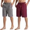 YUSHOW Pantaloncini Pigiama da Uomo Cotone a Quadri Pantaloni Corti Casual da Casa Comodo e Morbido Loungewear Pacco da 2