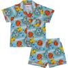 Pokémon, Pikachu, Squirtle, Bulbasaur, Charmander, 100% Cotone con Bottoni Pigiama a Maniche Corte, Green, 6-7 Anni: 122cm, Verde