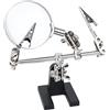 Wiogence Terza mano, supporto per scheda con lente di ingrandimento per saldatura, accessori per modellismo, 2 bracci, supporto per circuiti stampati, attrezzi per fai da te, hobby, officina, (B)