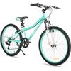 HH HILAND HILAND Climber Mountain Bike Bambini 24 Pollici, 7 Velocità, Freni V-Brake, MTB Junior con Sospensione Anteriore, per Ragazzi e Ragazze, Verde Menta