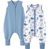 FIEMOL Sacco Nanna con piedini 18-36 Mesi Sacchi Nanna Tog 0.5 100% Cotone Saccho Nanna Bambini Sacco Nanna estivo con piedini Balena Blu