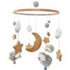 SWECOMZE Scacciapensieri mobili per bambini, in legno di pecora, con nuvole di luna e stella, per letto, giocattolo per bambini, regalo per ragazze o ragazzi (grigio)