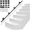 Gorssen Passamano per Scale Interne 300cm Acciaio Inox Staffe Corrimano Scale Tubo Ferro Zincato Antiscivolo Nero Ringhiera per Maniglione Portante 100 kg Per Maniglione Staffe In Tubo Ferro