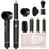 Atopskins 7 in 1 Asciugacapelli & Air Styler, 110, 000 GIRI/MIN Hair Styler Airstyler, 1400W Hairstyler, 500 Milioni Di Ioni Phon con Diffusore, Air Arricciacapelli Automatico, Spazzola Phon, Nero